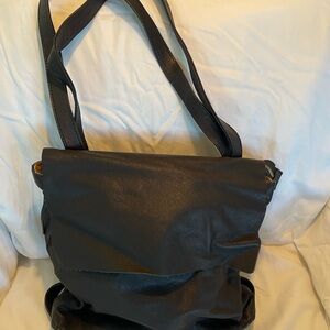 Hobo brand black leather backpack convertible to shoulder bag, never worn, rare